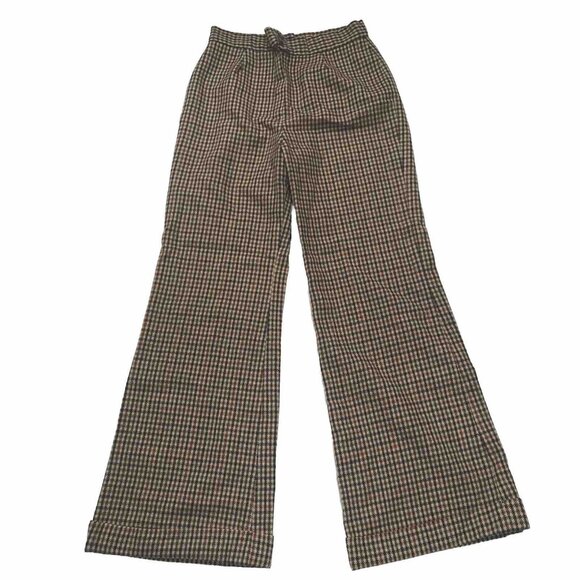 Vintage 70s Wool Trousers Pants 28 Wide Leg High Waisted...